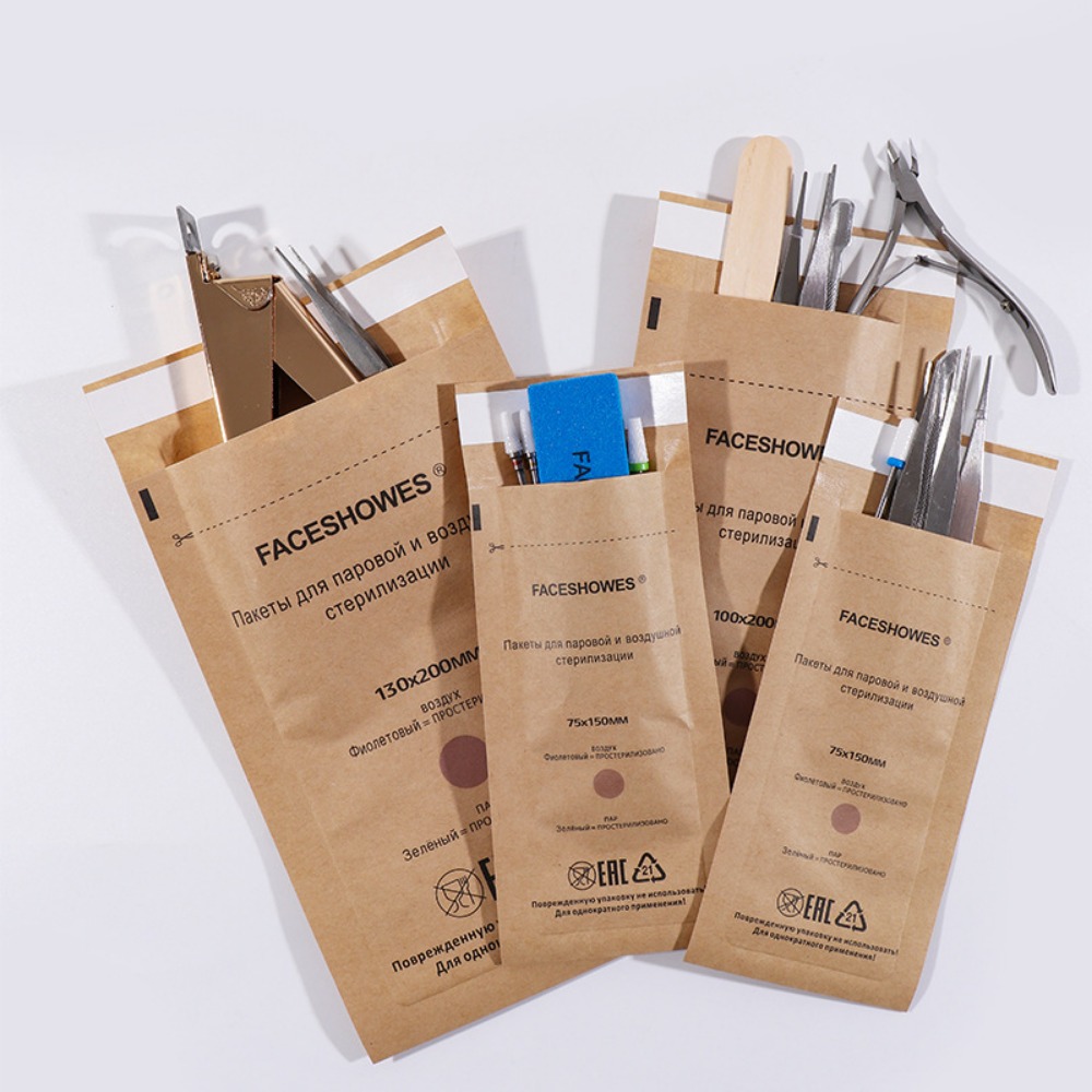 Nail Sterilizer Bags for Manicure – Disposable Nail Art Sterilization & Disinfection Tool, Kraft Bag for Clean and Safe