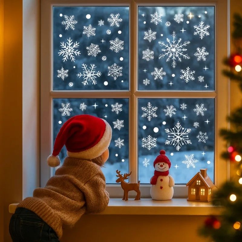 Christmas Snowflake Window Stickers Festive Glass Wall Decals