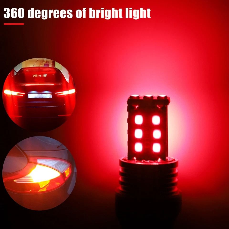 LED Red Strobe Flash Brake Stop Tail Parking Light Bulbs