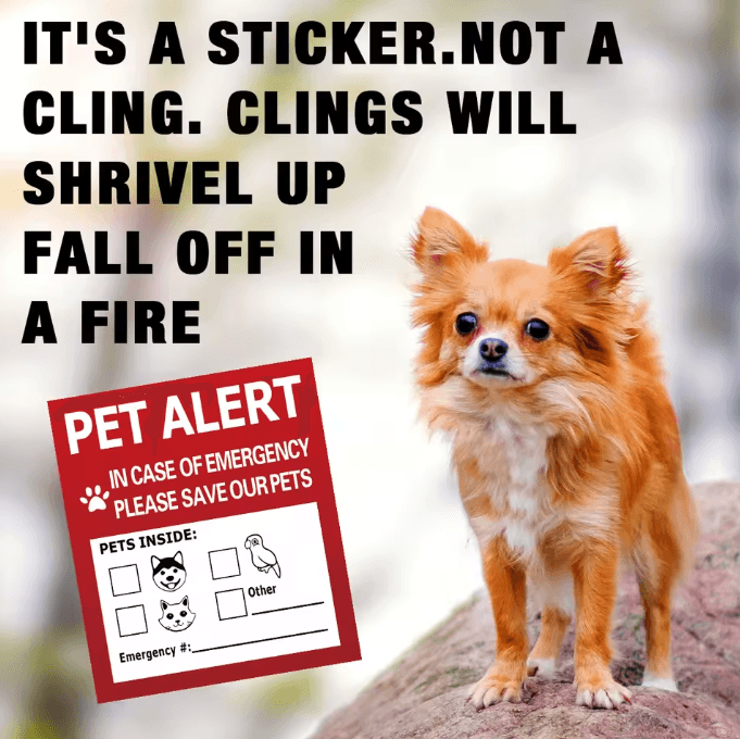 SafePaws Emergency Pet Alert Window Stickers 4-Pack Static Cling Rescue Decals for Home & Car Safety