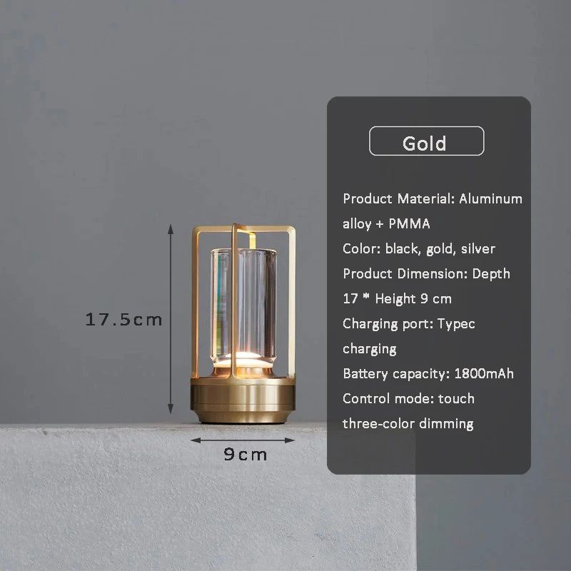 Rechargeable LED Crystal Touch Table Lamp with Aluminum Alloy Base