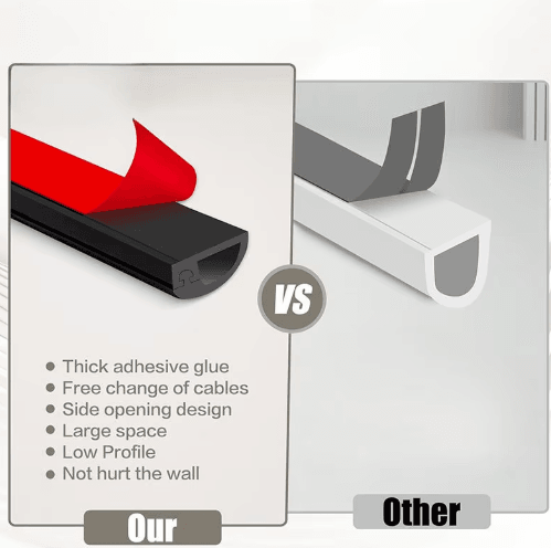 Adhesive Cable Management Channel – Invisible Wire Cover Raceway with Cap