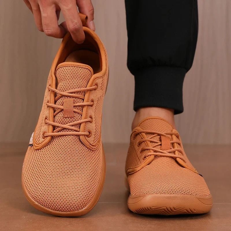 Wide Toe Men Shoes Breathable Knitted Mesh Soft Sole Casual Walking Shoes