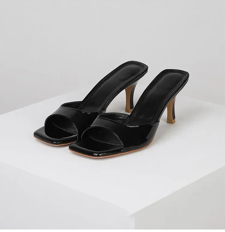 Elegant New High Heels Womens Slippers, Square Toe Summer Sandals, Fashion Designer Shoes