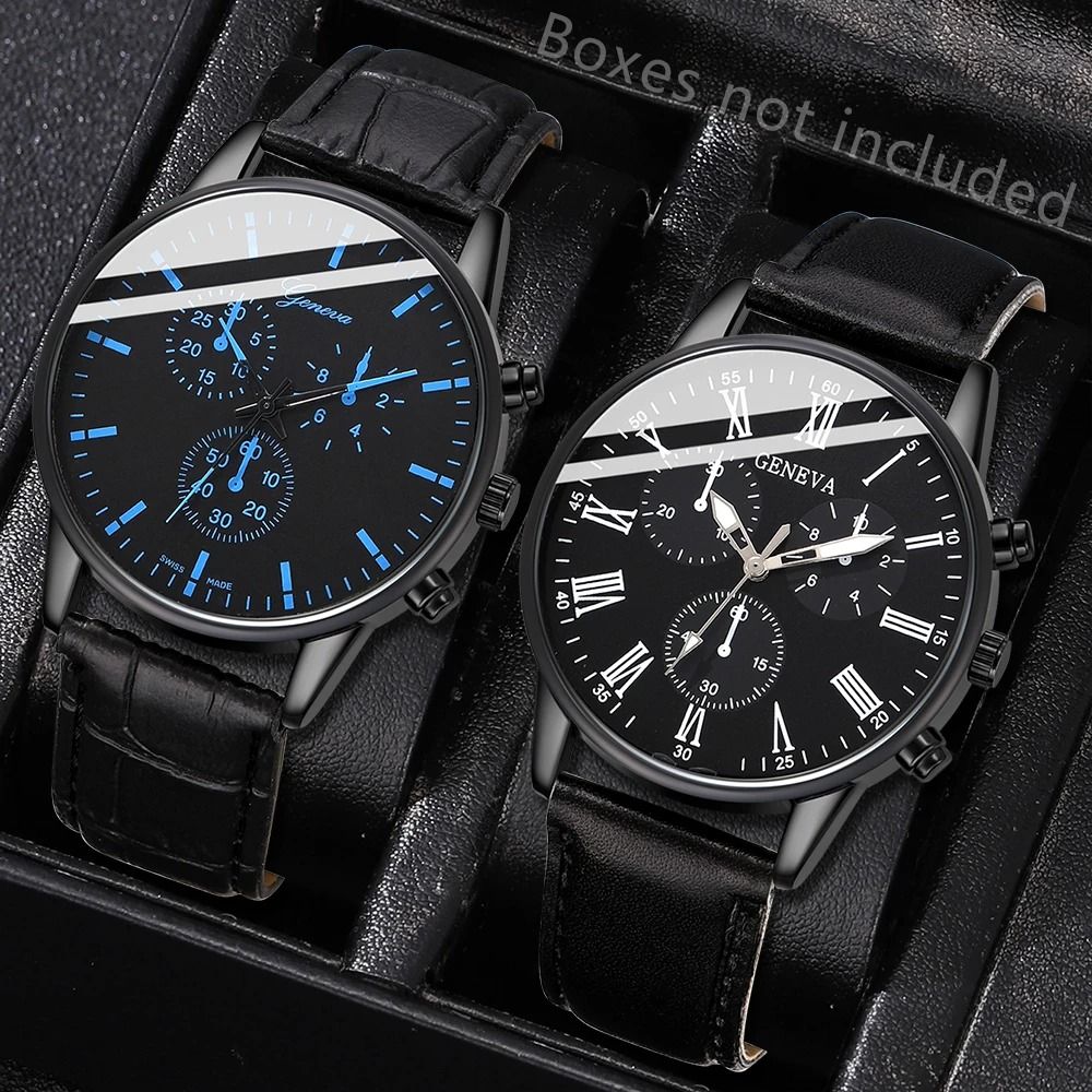 Elegant Leather Couple Watch Set