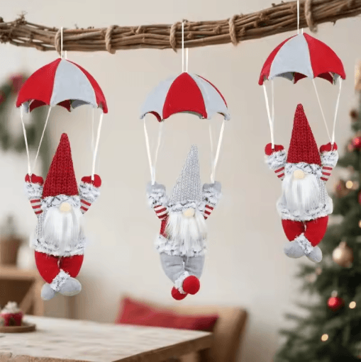 Fun Santa Parachute Christmas Decoration Parachuting Santa Window Ornament