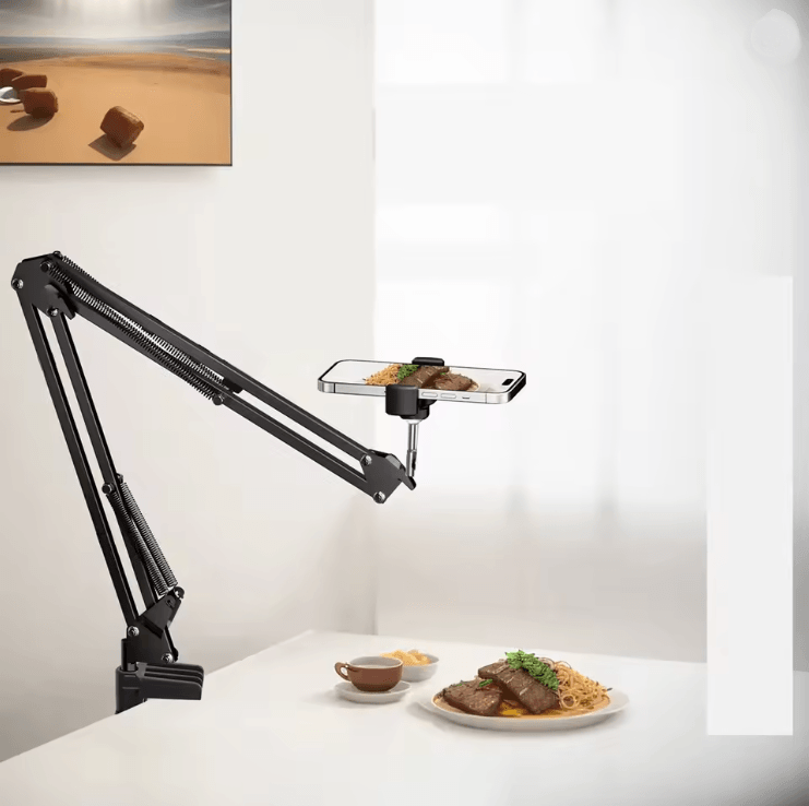 Professional Overhead Phone Stand with Lighting for Recording Video and Live Streaming