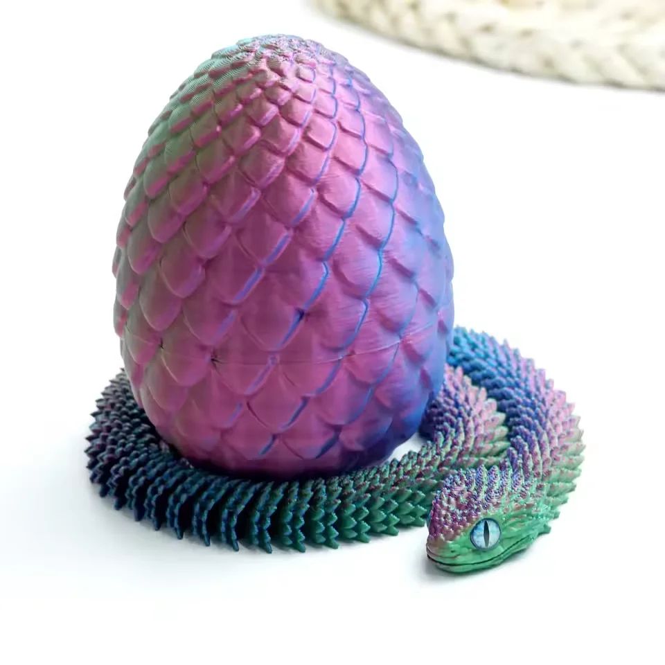 3D Printed Snake Surprise Egg Set – Flexible Articulated Fidget Toy (4 Pieces)