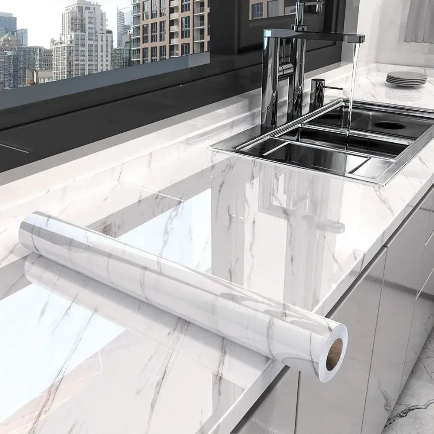 Waterproof Marble Peel and Stick Wallpaper – Modern Self-Adhesive Kitchen & Bathroom Contact Paper