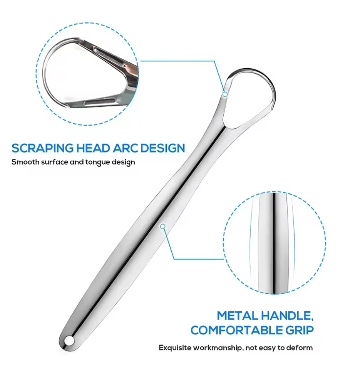 PureSteel Metal Tongue Scraper Cleaner Set