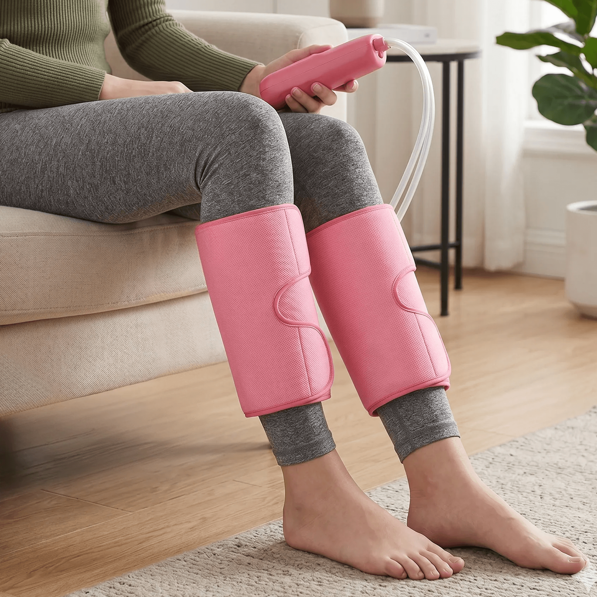 Air Compression Calf Massager with Handheld Controller, Leg Massager for Circulation, Pain Relief for Edema, Muscle