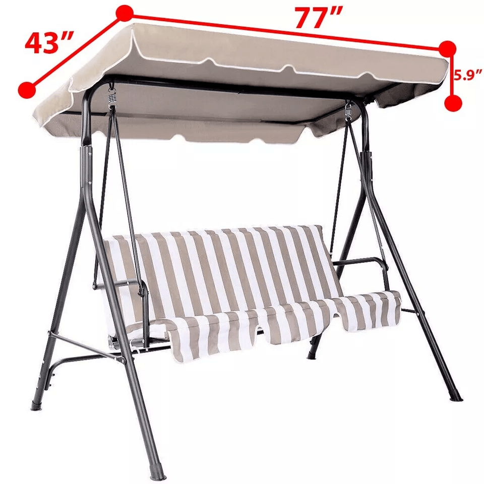 Waterproof Patio Swing Canopy Replacement, Outdoor Garden Porch Seat Top Cover with UV Resistant Scalloped Edges