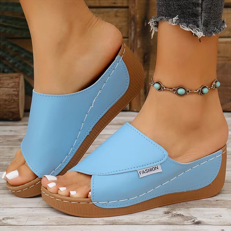 Women's Luxury Wedge Sandals Summer Heeled Open Toe Slip On Casual Shoes