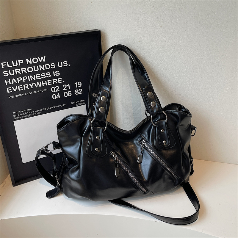 Elegant PU Leather One Shoulder Bag Large Capacity Tote Crossbody Handbag