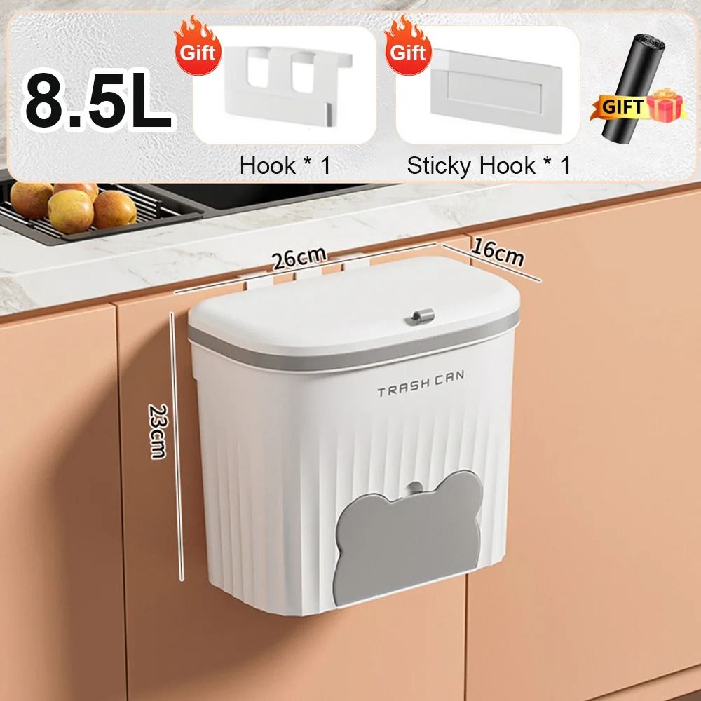 Wall Mounted Kitchen Trash Can with Lid