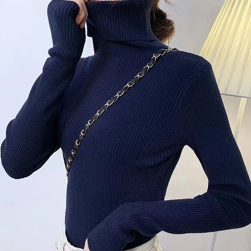 Women Fall Turtleneck Sweater Knitted Soft Pullover Cashmere Jumper