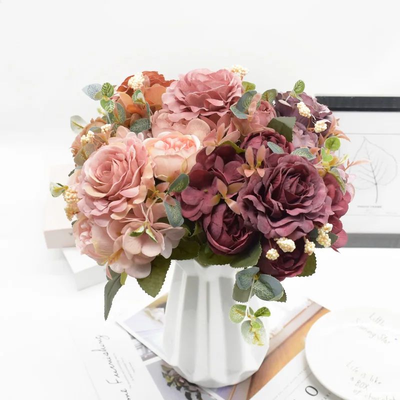 Artificial Rose and Peony Flower Bouquet for Wedding And Home Decor
