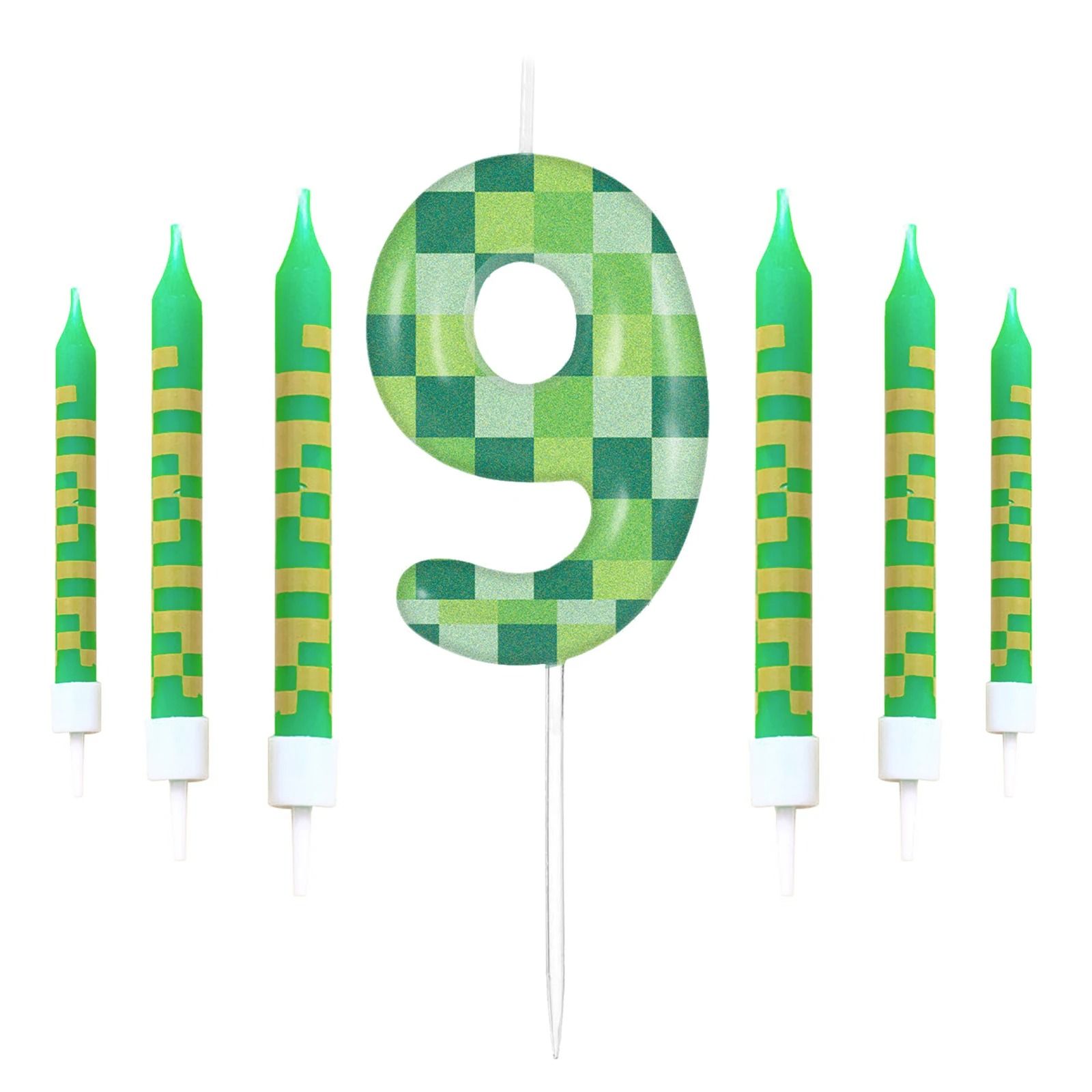 Pixelated Gamer Theme Birthday Candle Set