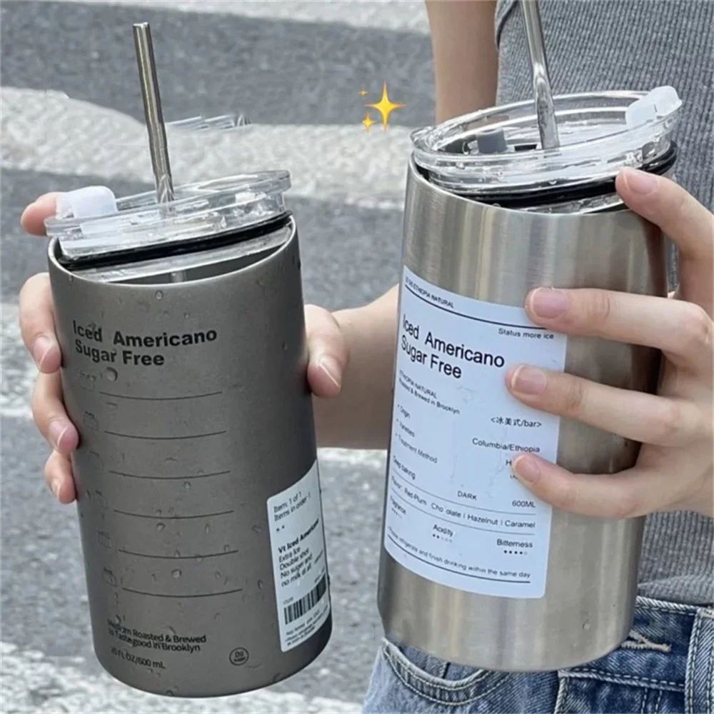 304 Stainless Steel Insulated Thermos Cup with Straw – Leakproof Vacuum Travel Coffee & Water Bottle