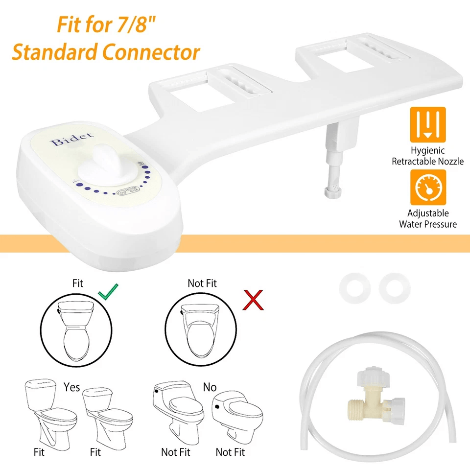 Adjustable Clean & Clear Rear End Bidet, Non-Electric Fresh Water Spray Butt Wash Washer with Self-Cleaning Nozzle