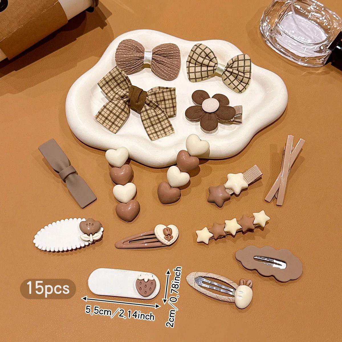 Coffee Series Bow Hair Clips – High-Performance Neutral Daily Accessories for All Hair Types (15pcs)