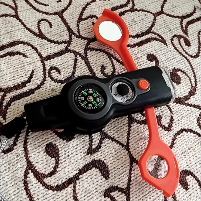 Survival Whistle with Compass Flashlight & Thermometer for Outdoor Safety