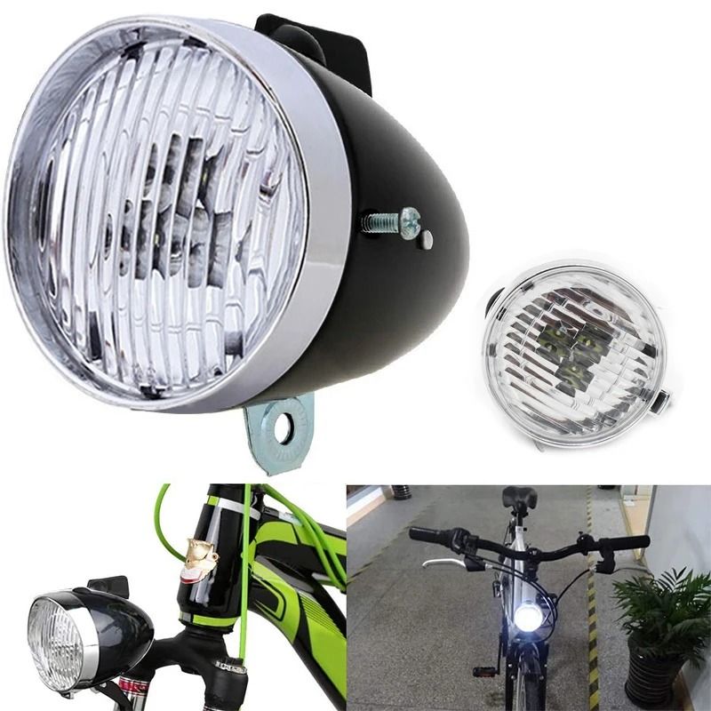 Retro Bicycle Front LED Headlight with Mount Bracket for Night Riding