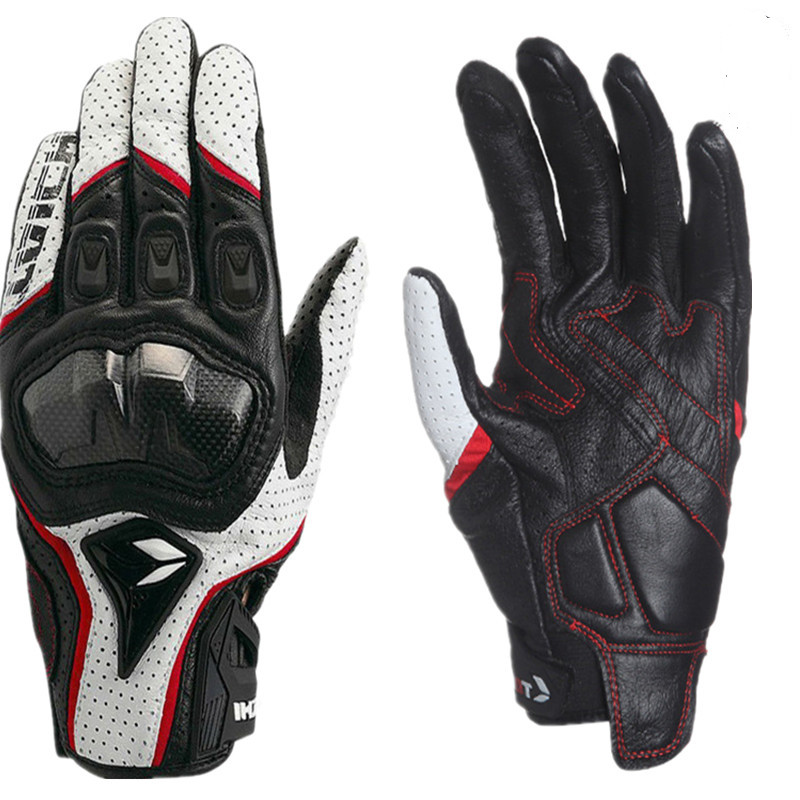 Genuine Leather Motorcycle Gloves for Men Touchscreen Motocross Racing Gloves, Spring & Autumn