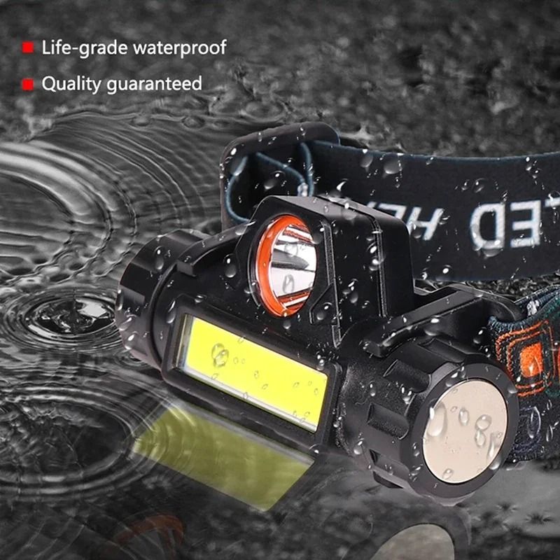 Rechargeable LED Headlamp with Dual Light Sources and Magnetic Base
