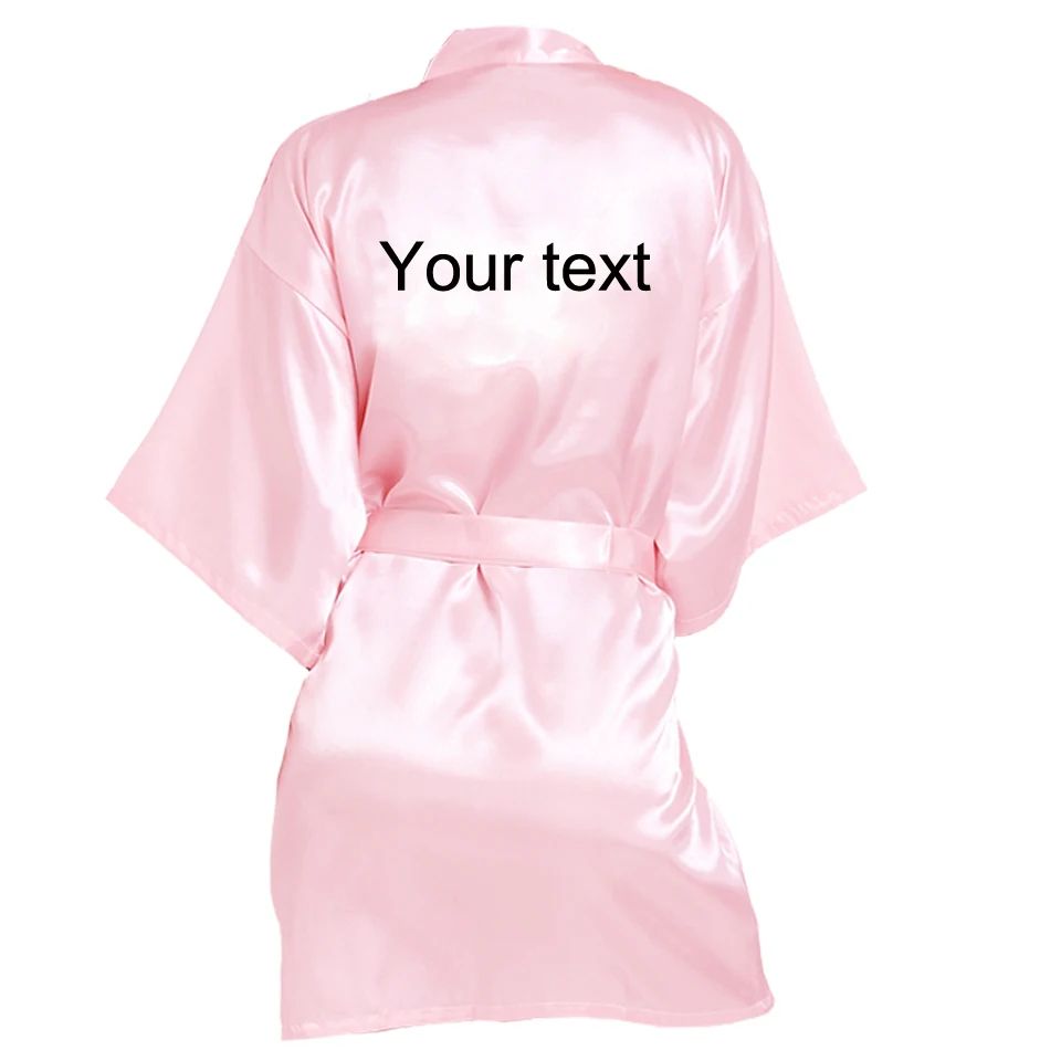 Personalized Faux Silk Bridal Robe with Custom Name & Date – Elegant Bride & Bridesmaid Getting Ready Robe
