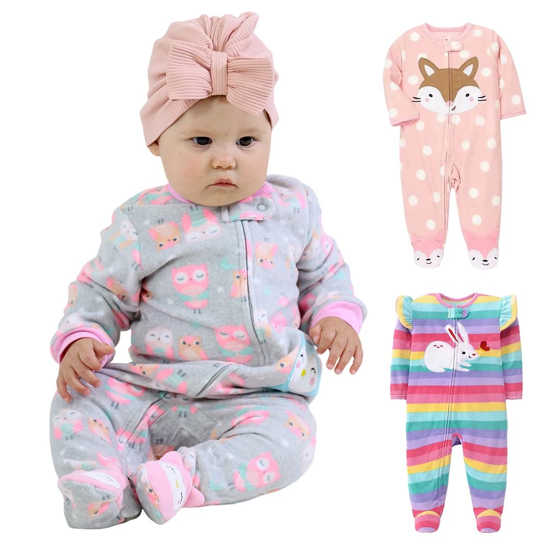 CozyCritter Baby Fleece Romper Hooded Animal Zipper Jumpsuit