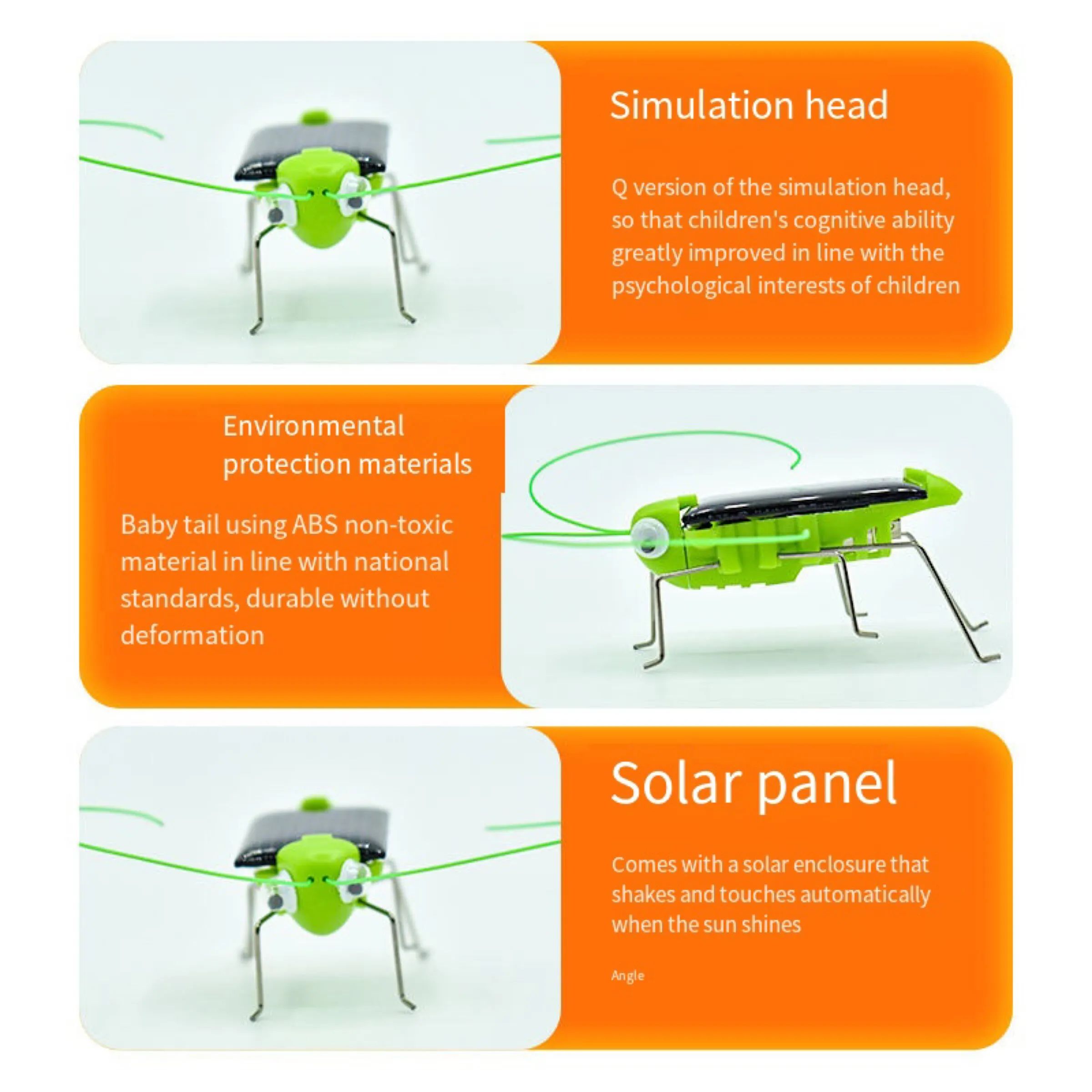 Solar-Powered Grasshopper Motion Toy – Educational Solar Powered Toy for Kids, Interactive Insect Toy Science Gift