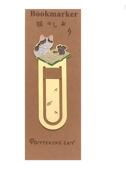 Gold Plated Cat Bookmark Folder Clip Cute Reading Label