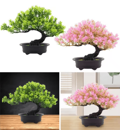 Artificial Japanese Pine Bonsai Tree Realistic Mini Plant for Desk & Home Decor