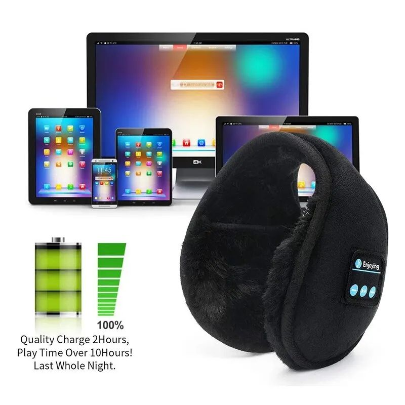 Bluetooth Music Earmuffs Wireless Winter Warmers | Velvet Sports Ear Warmers for Running Walking with Built-in Headphone