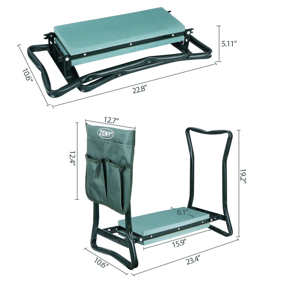 Portable Folding Garden Kneeler with Soft Cushion Seat, Garden Kneeling Pad & Knee Support