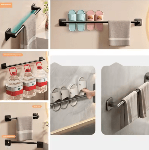 Wall-Mounted Towel Rack with No-Drill Installation