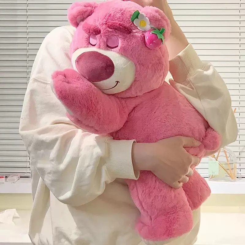 Toy Story Lotso Bear Plush Pillow Soft Strawberry Sofa Stuffed Toy for Kids Girls and Birthdays