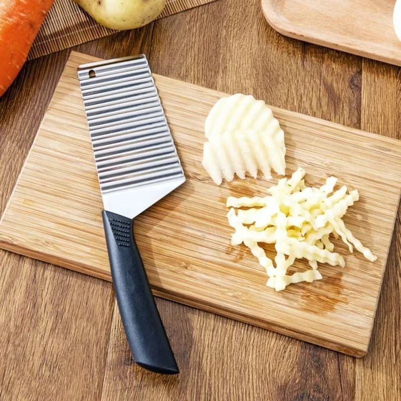 Stainless Steel Crinkle Wavy Slicer – Professional French Fry & Veggie Cutter