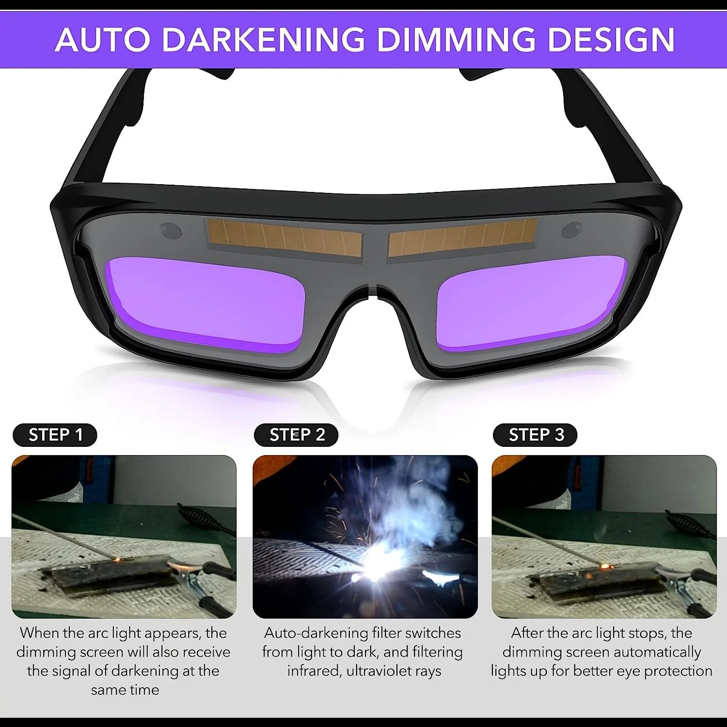 Solar-Powered Auto-Darkening Welding Glasses