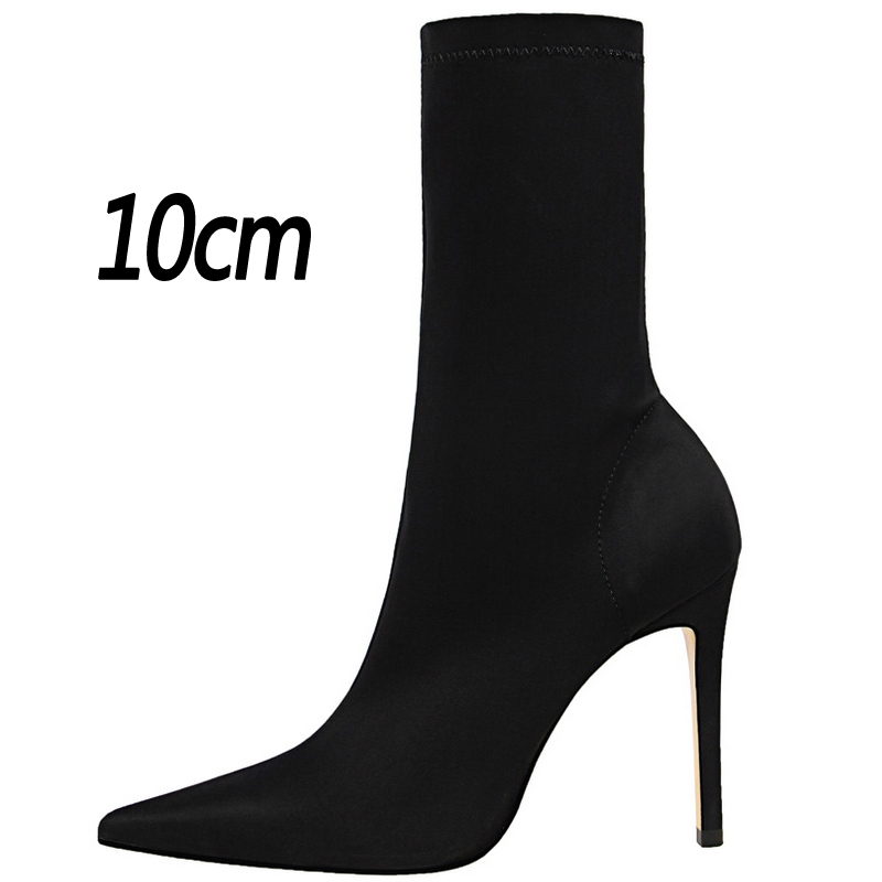 Pointed Sexy Toe Stretch Boots Autumn Stiletto High Heels Women Boots Fashion Ankle Boots Ladies Shoes