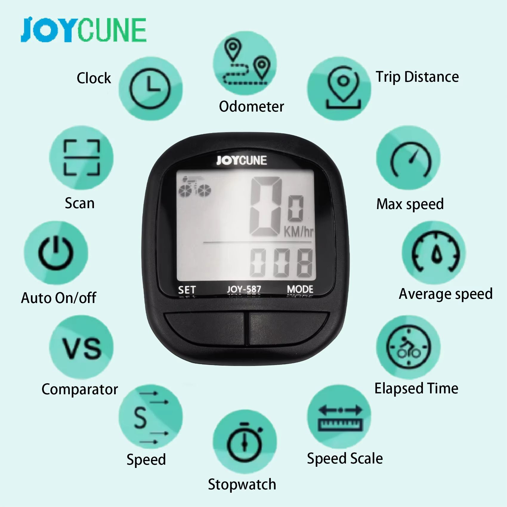 Waterproof Bike Computer with Wired Speedometer and Odometer – LED Display Cycling Stopwatch