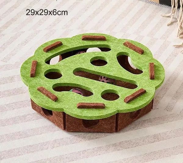 Felt Cat Puzzle Maze Box with Bell Ball Interactive Toy