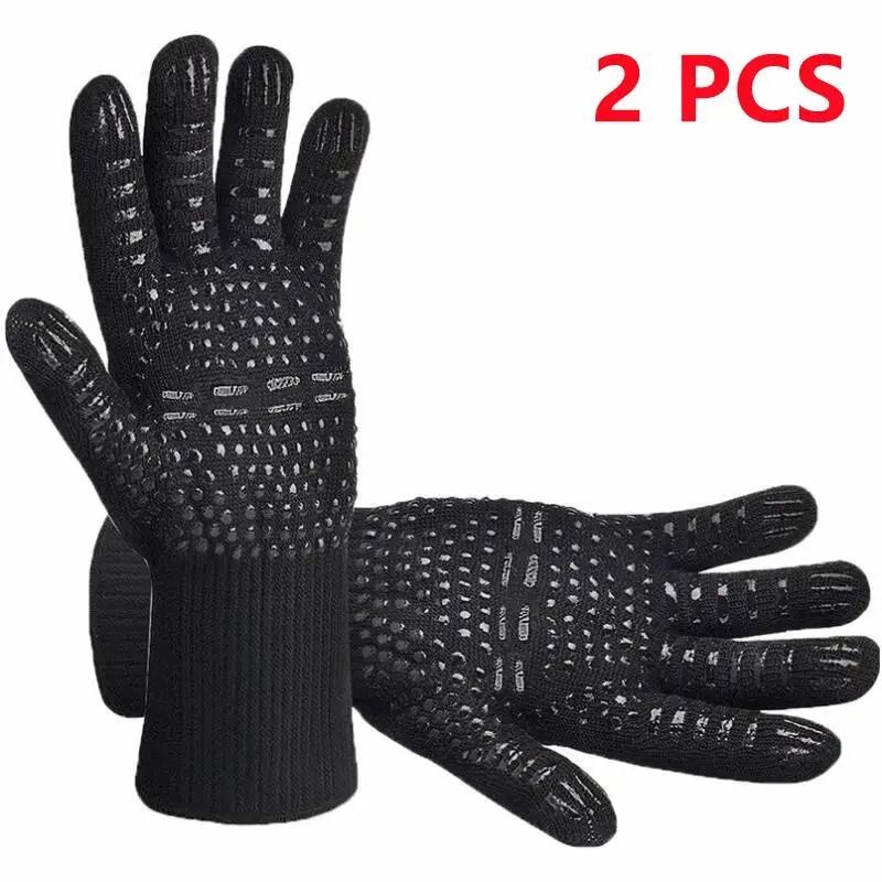 BBQ Gloves 1472F Extreme Heat Resistant Grilling Gloves Silicone Non-Slip Oven Mitts