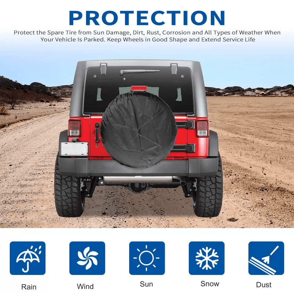 DIY Tyre Wheel Cover for Jeep RV Trailer Camper, Black Waterproof Protector