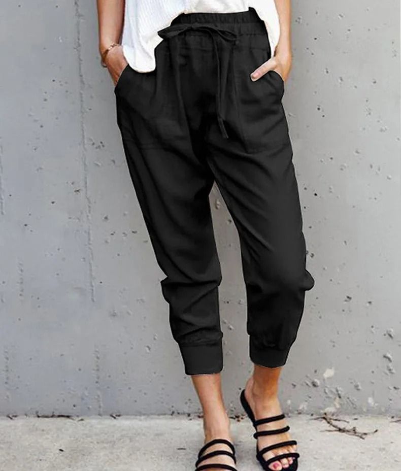 Women High Waist Lace Up Slim Fit Casual Pants
