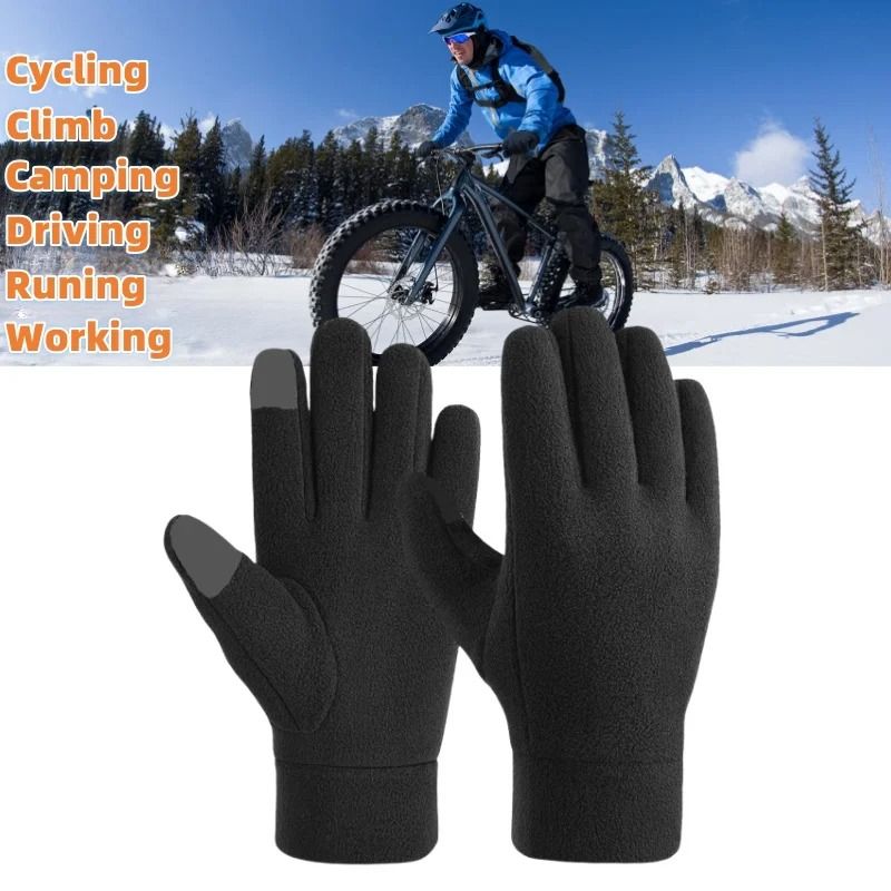 Polar Fleece Thermal Winter Gloves with Touch Screen Support for Cold Weather Running and Hiking