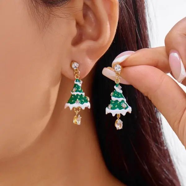 Rhinestone Christmas Light Bulb Drop Earrings