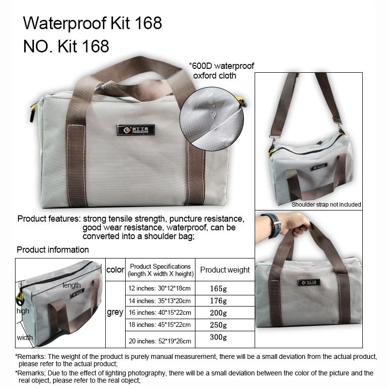Heavy-Duty Canvas Waterproof Tool Carry Bag