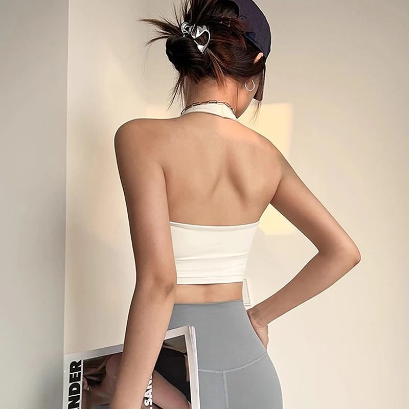 Sexy Hanging Neck Sports Bra | Quick Dry Beauty Back Fitness Vest